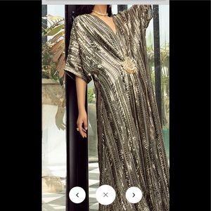 Beaded and sequined Formal long length Dress. Slip included. Kaftan style